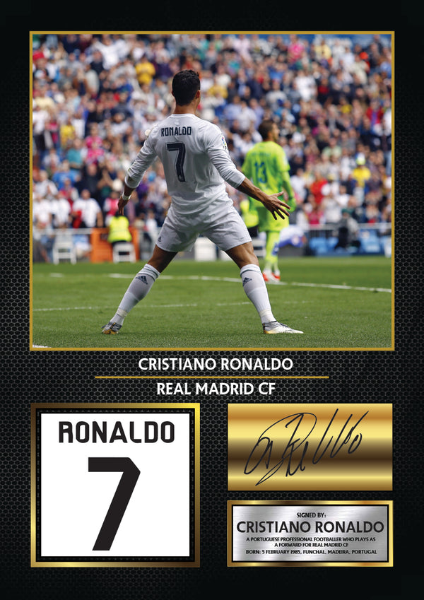 Cristiano Ronaldo Real Madrid Printed Signature Poster Print – Football Wall Art – Printed Soccer Wall Art