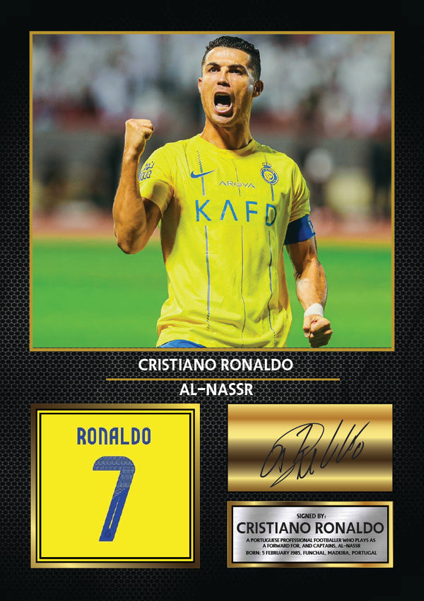 Cristiano Ronaldo Al-Nassr Printed Signature Poster Print – Football Wall Art – Printed Soccer Wall Art