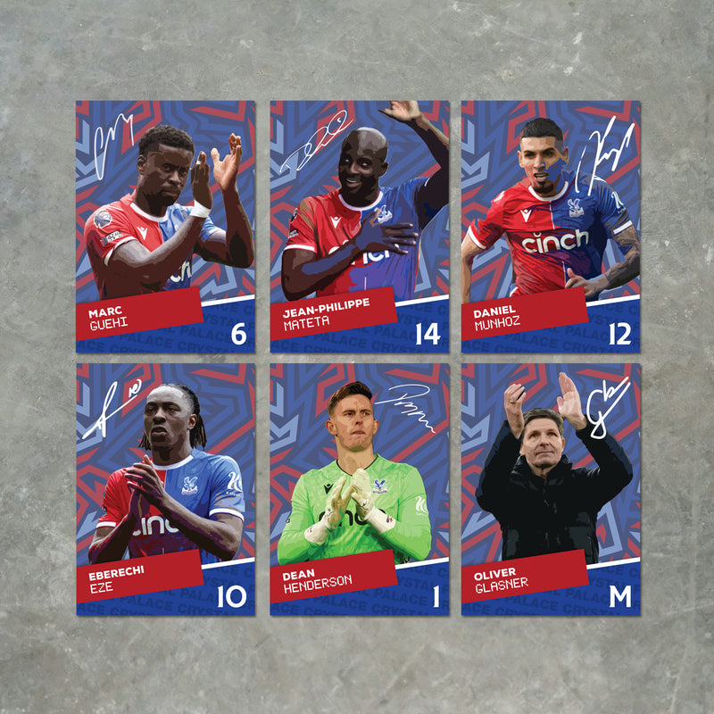 Crystal Palace Players SIGNED A6 Poster Pack - 6 Autographed Poster Print Cards (Guehi, Mateta, Munhoz, Eze, Henderson, Glasner)