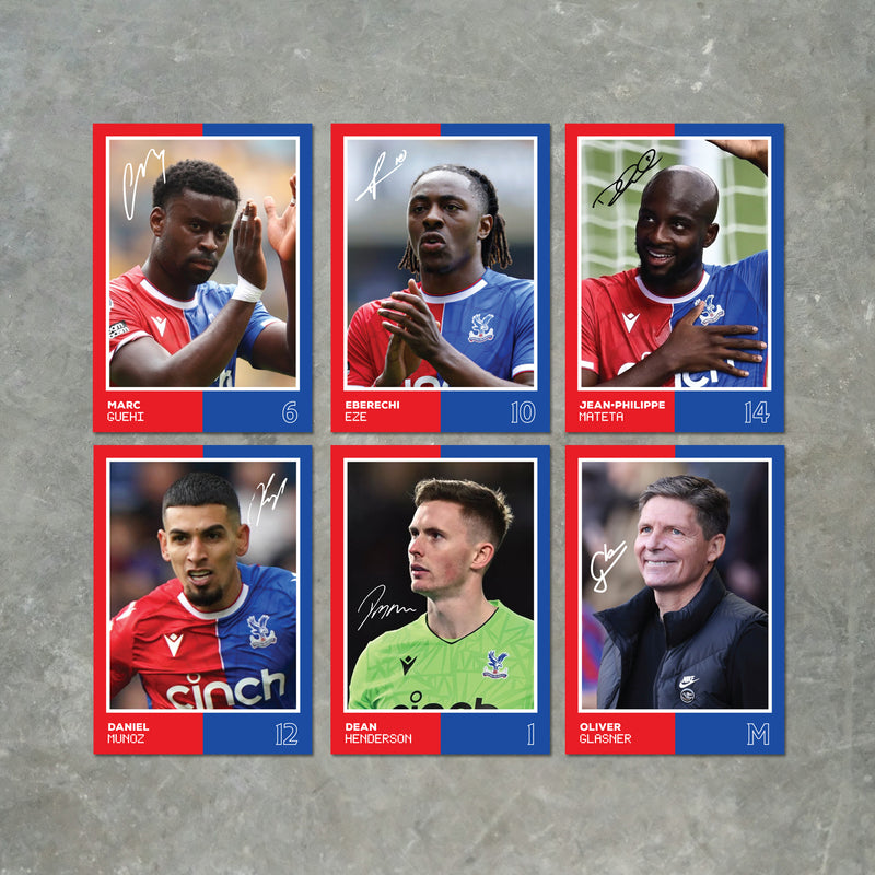 Crystal Palace Players SIGNED A6 Poster Pack 2 - 6 Autographed Poster Print Cards (Guehi, Mateta, Munhoz, Eze, Henderson, Glasner)