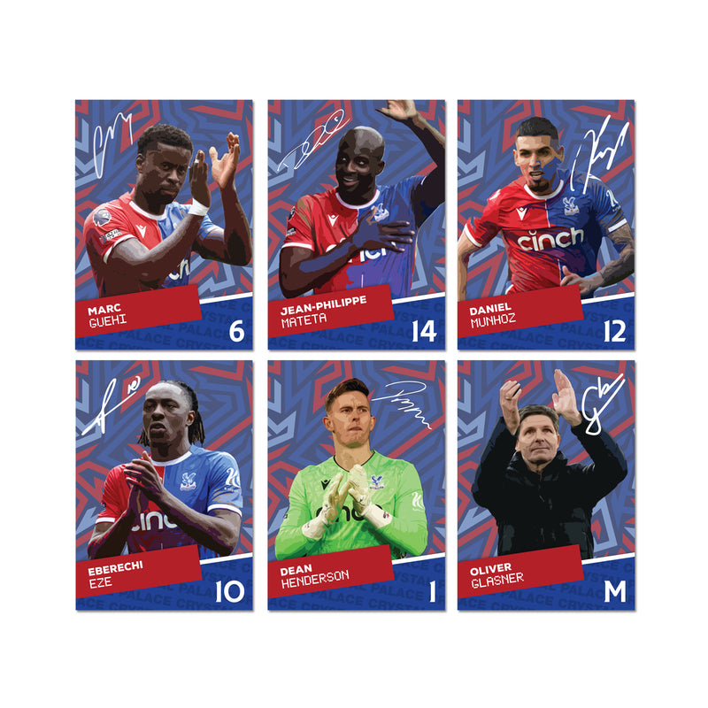 Crystal Palace Players SIGNED A6 Poster Pack - 6 Autographed Poster Print Cards (Guehi, Mateta, Munhoz, Eze, Henderson, Glasner)