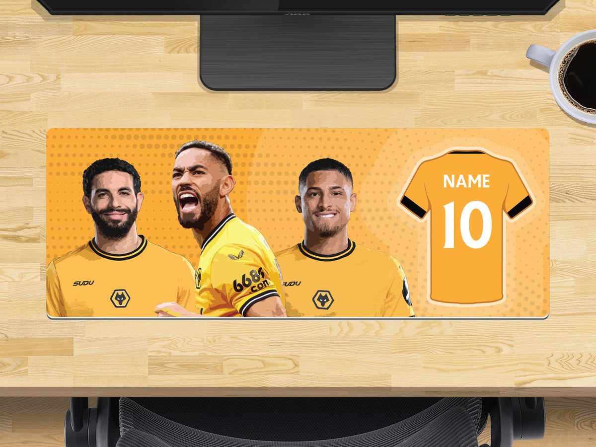 Personalised Wolves Extra Large Mouse Mat (800mm x 300mm) - CUNHA, AIT-NOURI, GOMES – Personalised Wolves Extra Large Mouse Mat 800mm X 300mm - Cunha, Ait-nouri