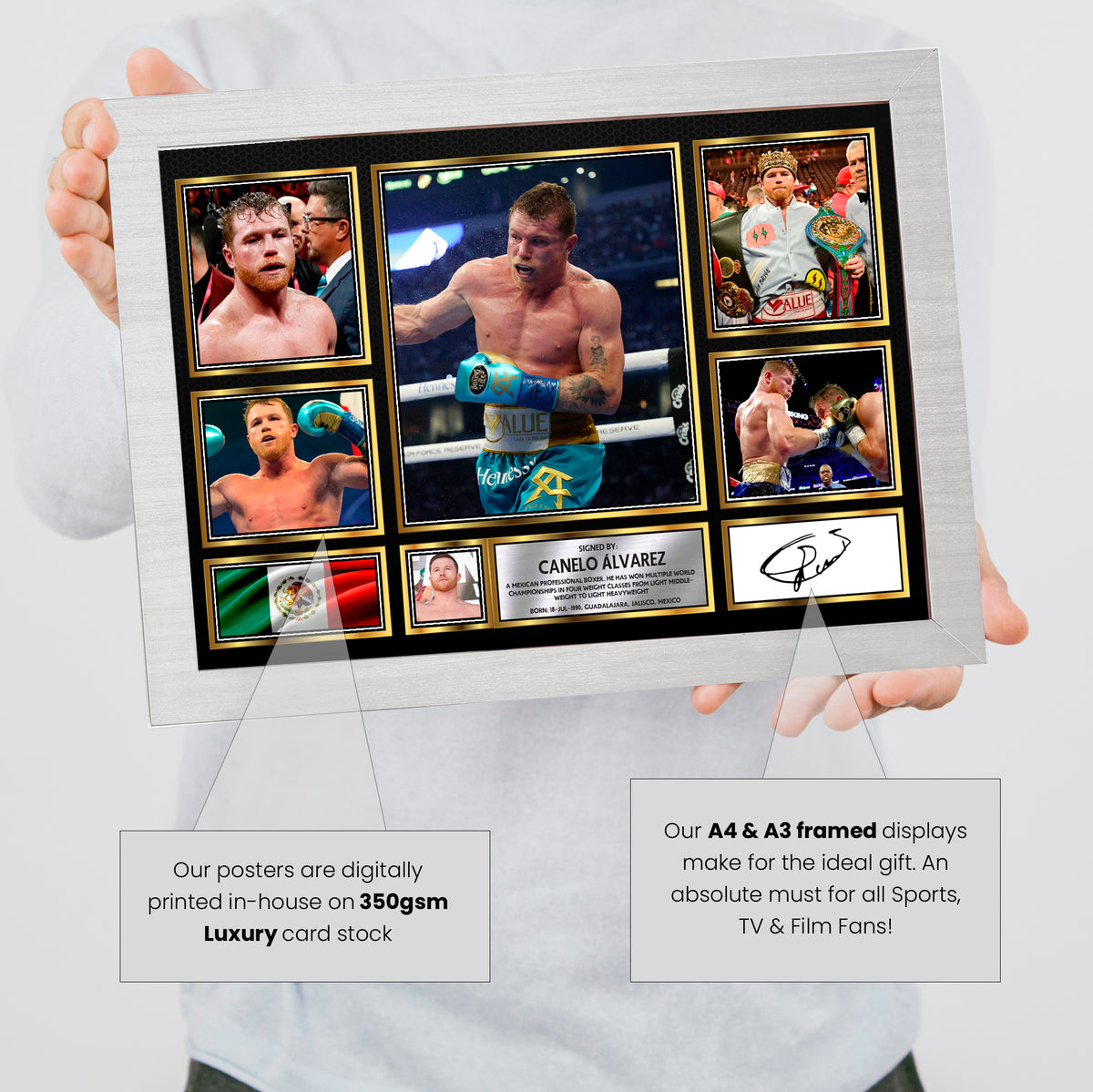 HWC Canelo Alvarez A3 Framed Boxing Signed Autograph Photo Print - Wall Art For Boxing Fans
