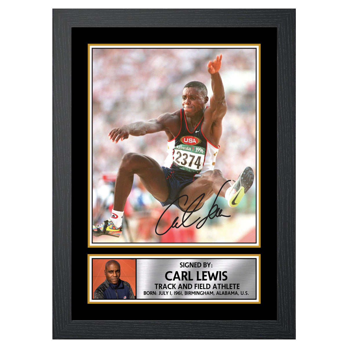 Carl Lewis Athletics Printed Signature Poster Print Gift