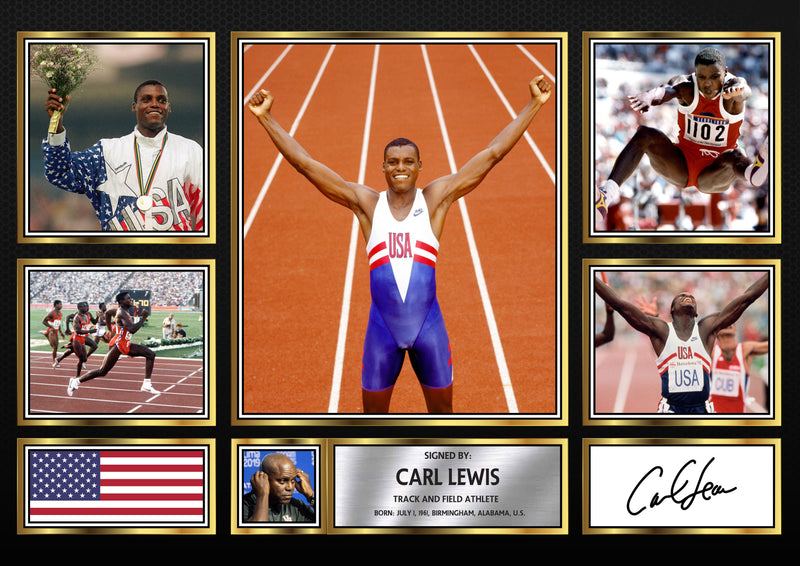 Carl Lewis Olympians Framed Autographed Print - Limited Edition Autograph Fan Gift – Collectible Memorabilia Merchandise