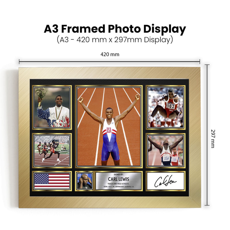 Carl Lewis Olympians Framed Autographed Print - Limited Edition Autograph Fan Gift – Collectible Memorabilia Merchandise