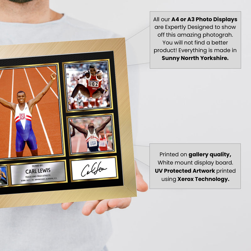 Carl Lewis Olympians Framed Autographed Print - Limited Edition Autograph Fan Gift – Collectible Memorabilia Merchandise