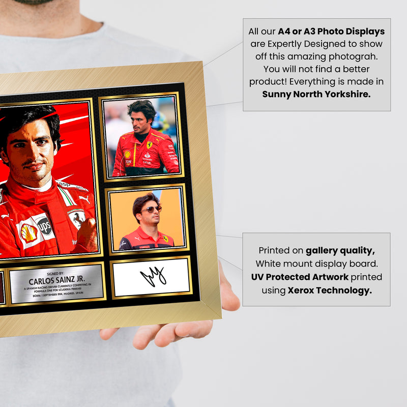 Carlos Sainz Jr. F1 Driver Limited Edition Signed Gift Poster Print Artwork Display