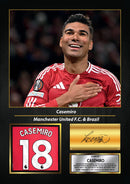 Casemiro Printed Signed Poster – Manchester United & Brazil Midfielder Tribute Wall Art with Jersey & Bio Plaque – Premier League Football Memorabilia for Fans & Collectors