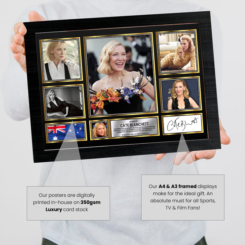 Cate Blanchett Actors Framed Autographed Print - Limited Edition Autograph Fan Gift – Collectible Memorabilia Merchandise