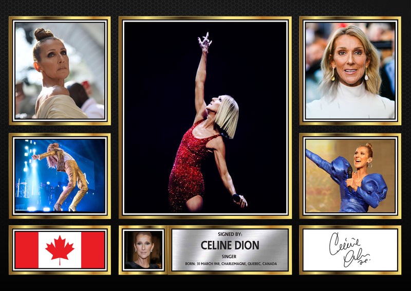 Celine Dion Singers Framed Autographed Print - Limited Edition Autograph Fan Gift – Collectible Memorabilia Merchandise