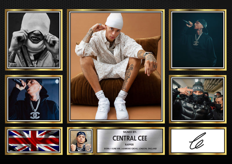 Rappers Central Cee Framed Autographed Print - Limited Edition Autograph Fan Gift – Collectible Memorabilia Merchandise