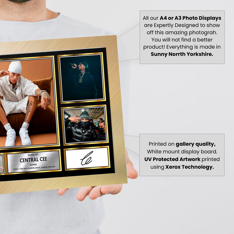 Rappers Central Cee Framed Autographed Print - Limited Edition Autograph Fan Gift – Collectible Memorabilia Merchandise