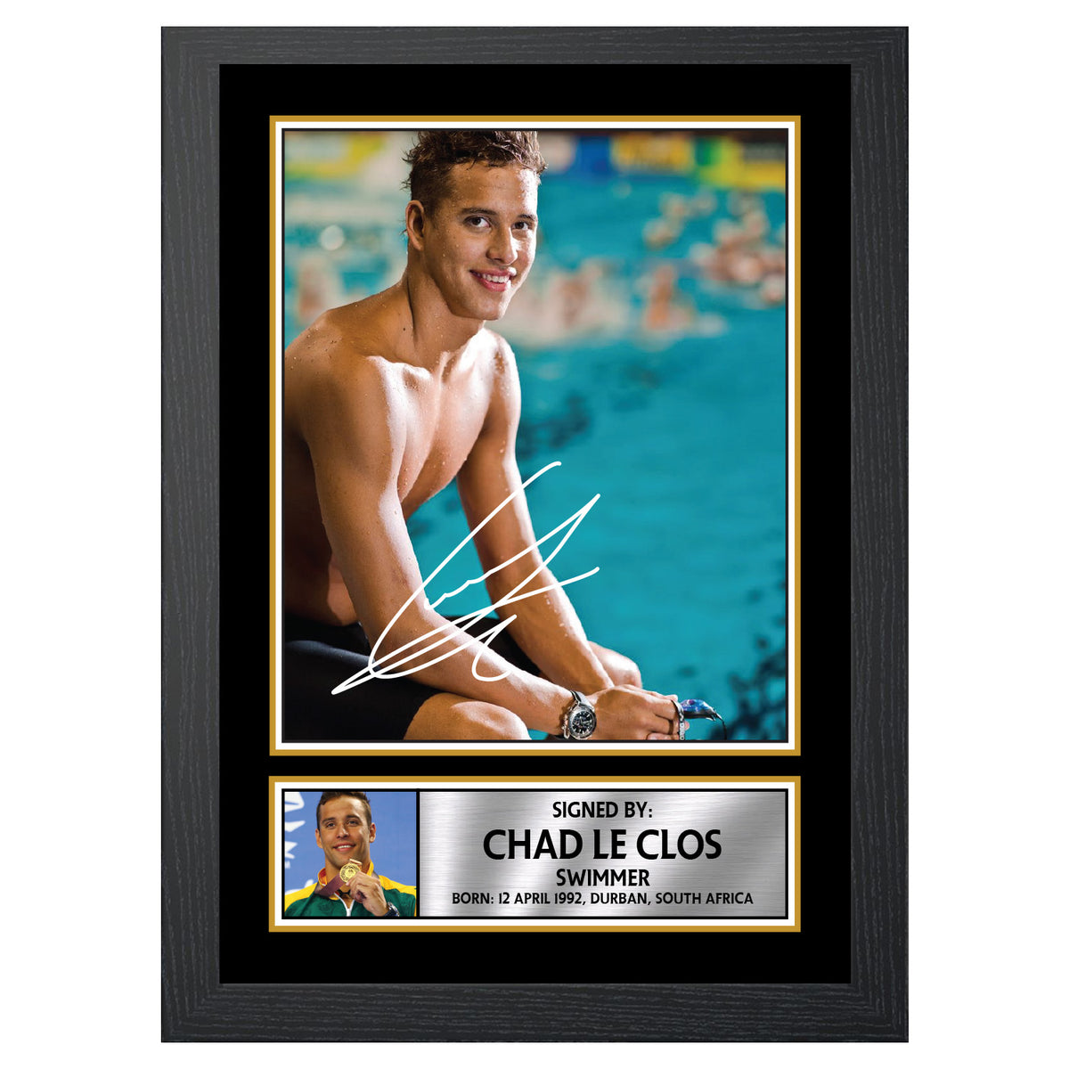 Chad le Clos M457 Swimmer Printed Signature Poster Print Gift