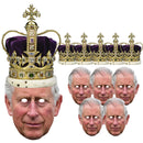 KING CHARLES III + Crown Face Masks Coronation 2023 Royal Fancy Dress Cardboard Celebrity Party Face Mask