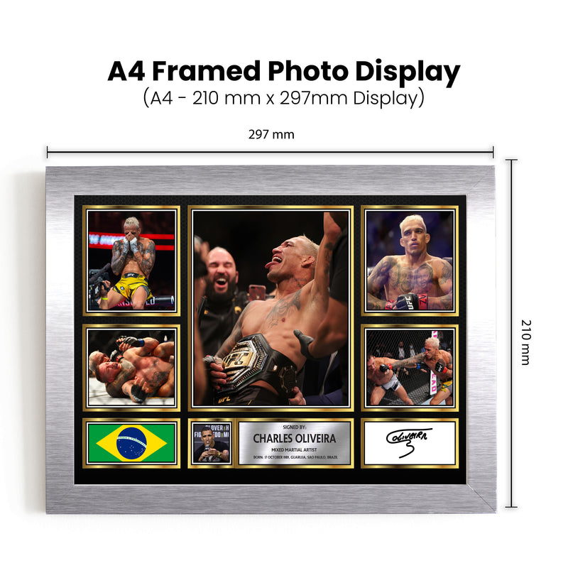 Charles Oliveira UFC FIighters Framed Autographed Print - Limited Edition Autograph Fan Gift – Collectible Memorabilia Merchandise