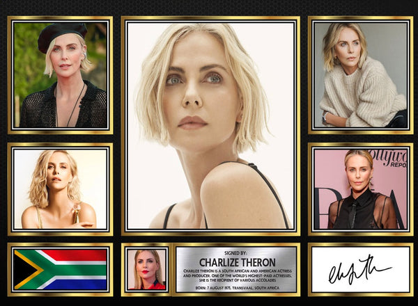 Charlize Theron Actors Framed Printed Signature Print – Fan Gift – Wall Art – Reproduction Print