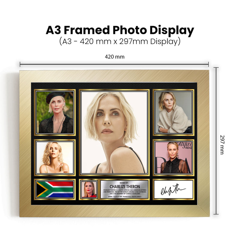 Charlize Theron Actors Framed Autographed Print - Limited Edition Autograph Fan Gift – Collectible Memorabilia Merchandise