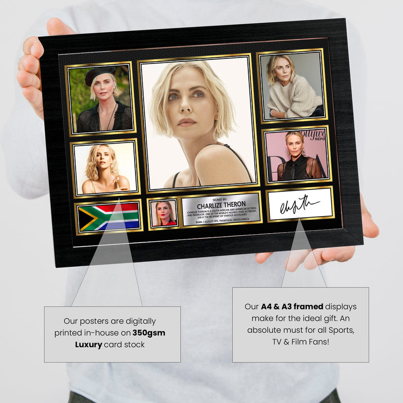 Charlize Theron Actors Framed Autographed Print - Limited Edition Autograph Fan Gift – Collectible Memorabilia Merchandise