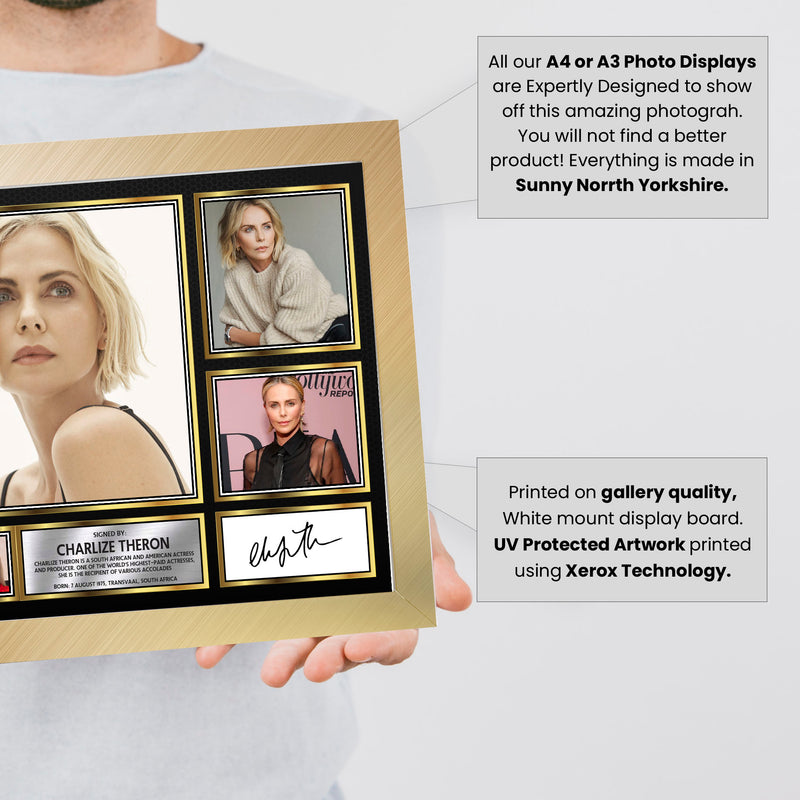 Charlize Theron Actors Framed Autographed Print - Limited Edition Autograph Fan Gift – Collectible Memorabilia Merchandise