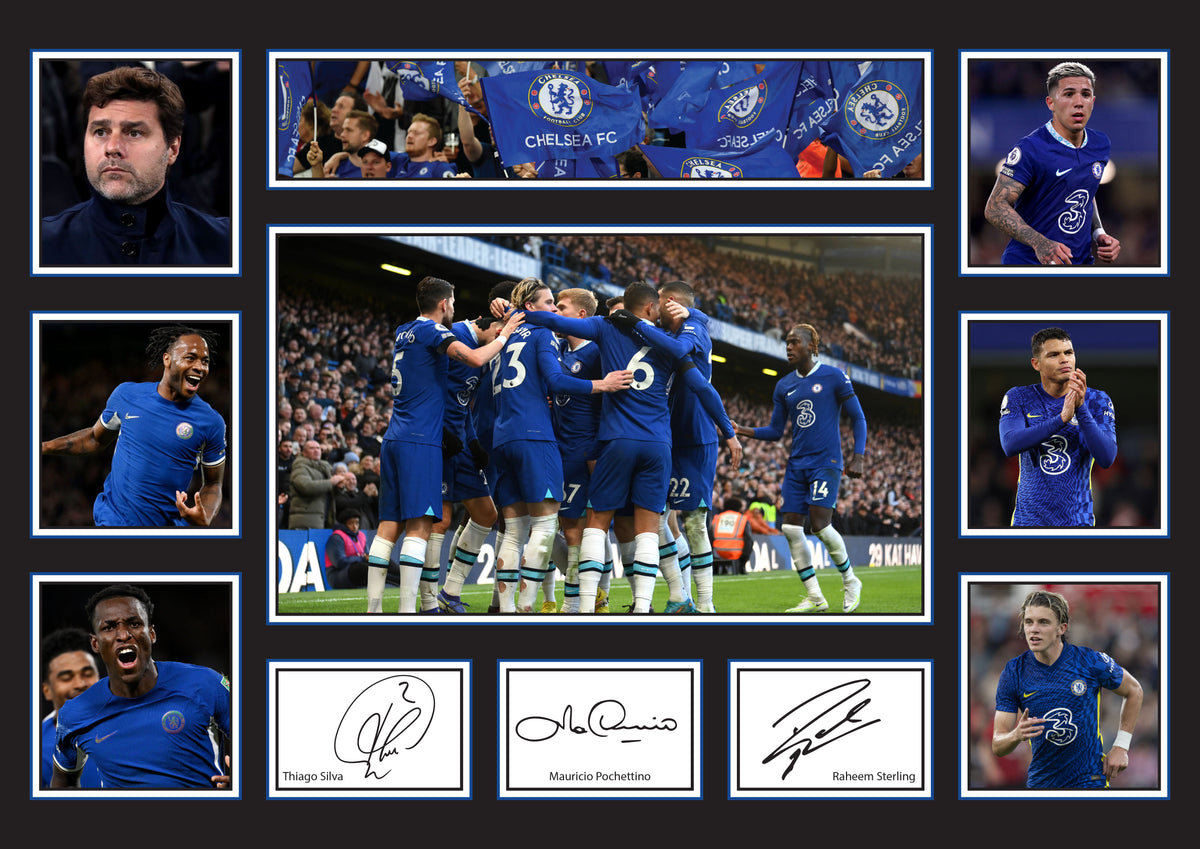 Chelsea Premier League Football Team Framed Printed Signature Print – Fan Gift – Wall Art – Chelsea Premier League Football Team Framed Printed Signature Print – A4 Poster