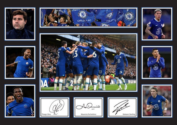 Chelsea Premier League Football Team Framed Printed Signature Print – Fan Gift – Wall Art – Reproduction Print