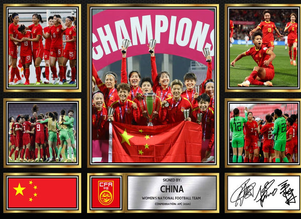 China Ladies Football Teams Framed Printed Signature Print – Fan Gift – Wall Art