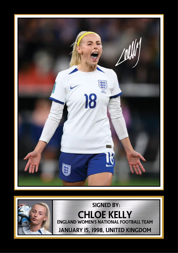 Chloe Kelly Printed Signature Photo – England Women’s Football Wall Art – Gift for Lionesses Fans & Sports Enthusiasts – Reproduction Print