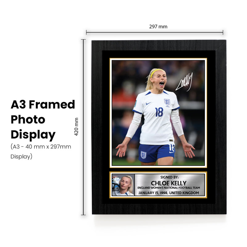 Chloe Kelly Signed Photo – England Women’s Football Memorabilia – Gift for Lionesses Fans & Sports Enthusiasts