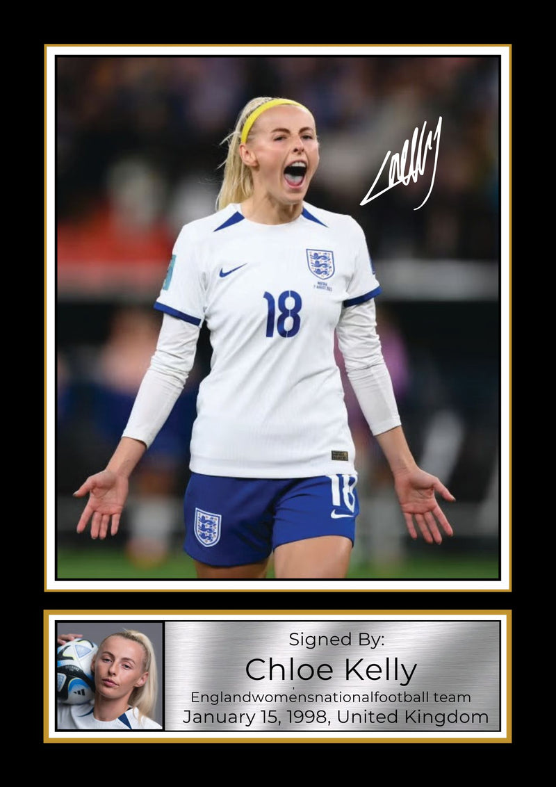 Chloe Kelly Signed Photo – England Women’s Football Memorabilia – Gift for Lionesses Fans & Sports Enthusiasts