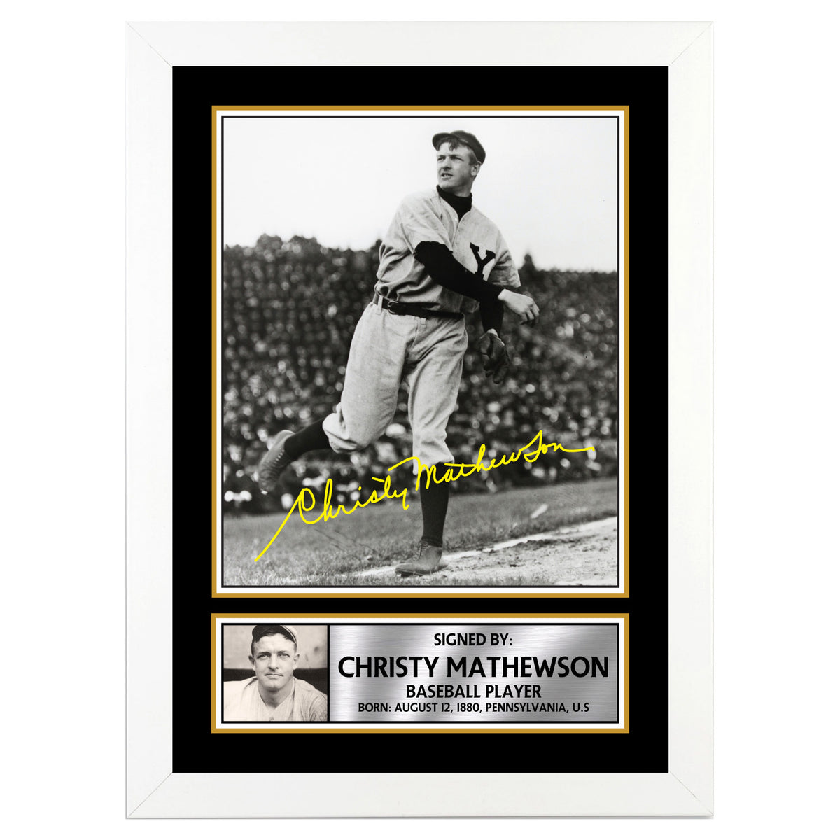 Christy Mathewson 2 Baseball Player Printed Signature Poster Print Gift