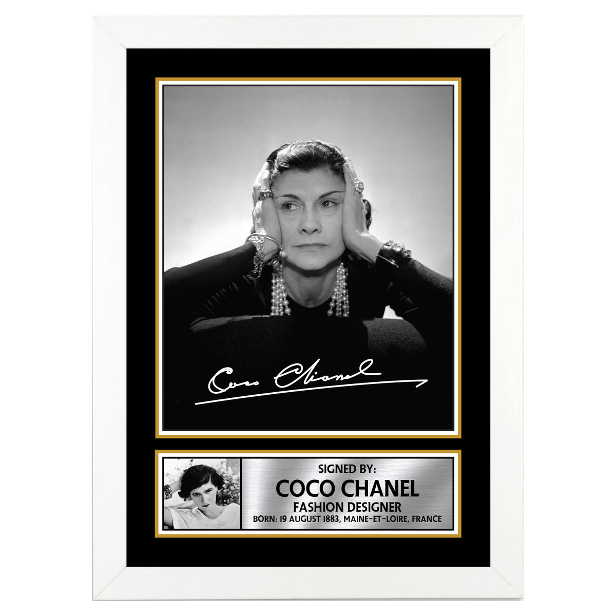 Coco Chanel 2 Fashion Designer Printed Signature Poster Print Gift