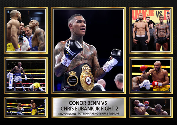 Conor Benn vs Chris Eubank Jr Fight 2 Printed Signature Poster Print – Boxing Rematch Wall Art with Championship Imagery & Event Details – Reproduction Print