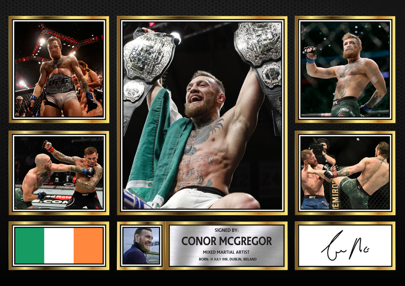 Conor McGregor UFC FIighters Framed Autographed Print - Limited Edition Autograph Fan Gift – Collectible Memorabilia Merchandise