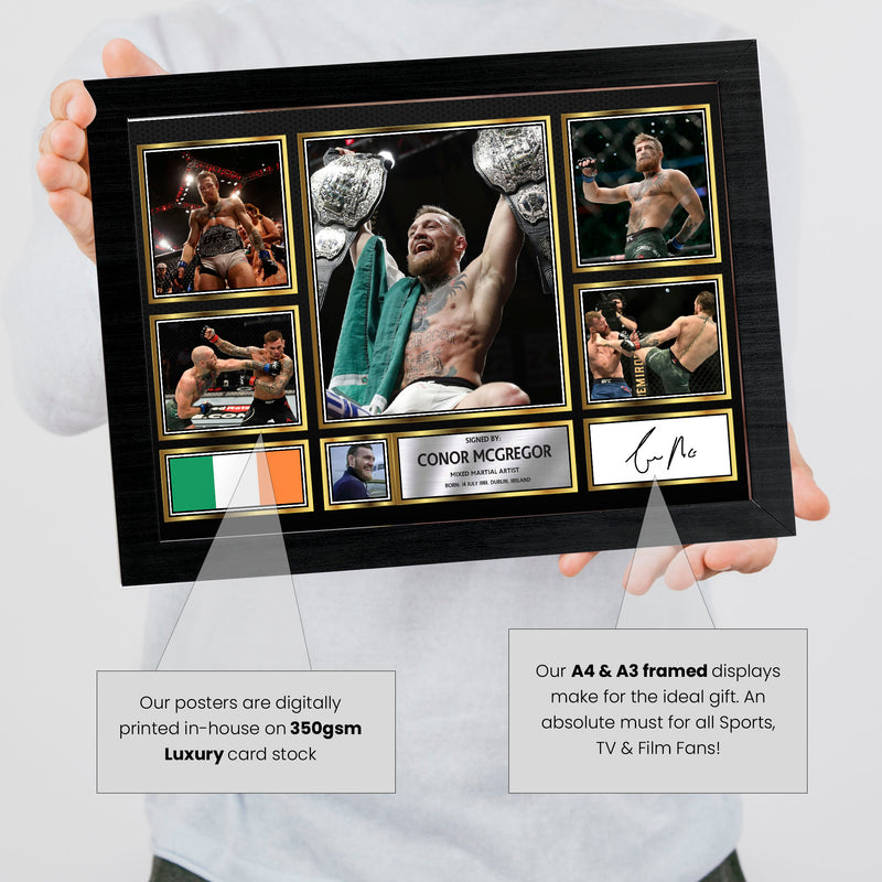 Conor McGregor UFC FIighters Framed Autographed Print - Limited Edition Autograph Fan Gift – Collectible Memorabilia Merchandise