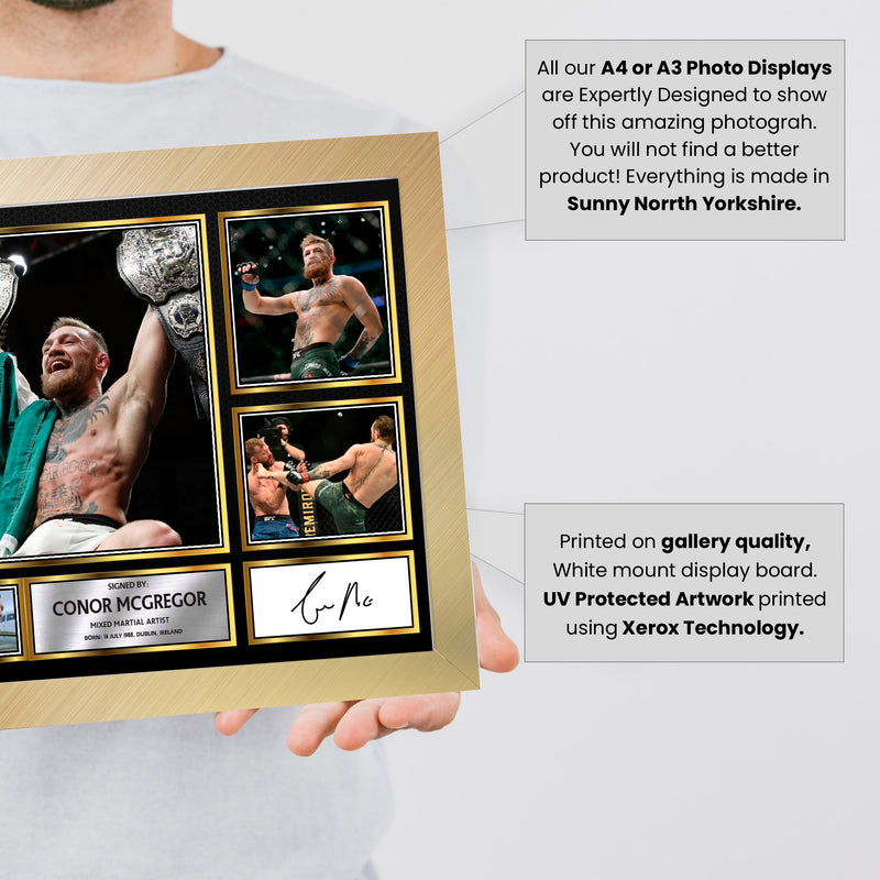 Conor McGregor UFC FIighters Framed Autographed Print - Limited Edition Autograph Fan Gift – Collectible Memorabilia Merchandise