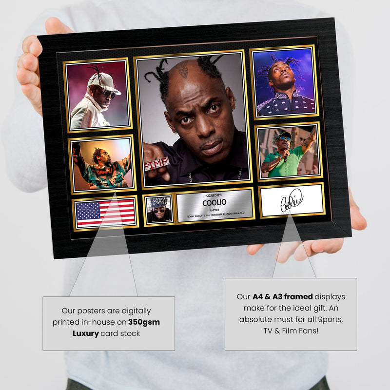 Rappers Coolio Framed Autographed Print - Limited Edition Autograph Fan Gift – Collectible Memorabilia Merchandise