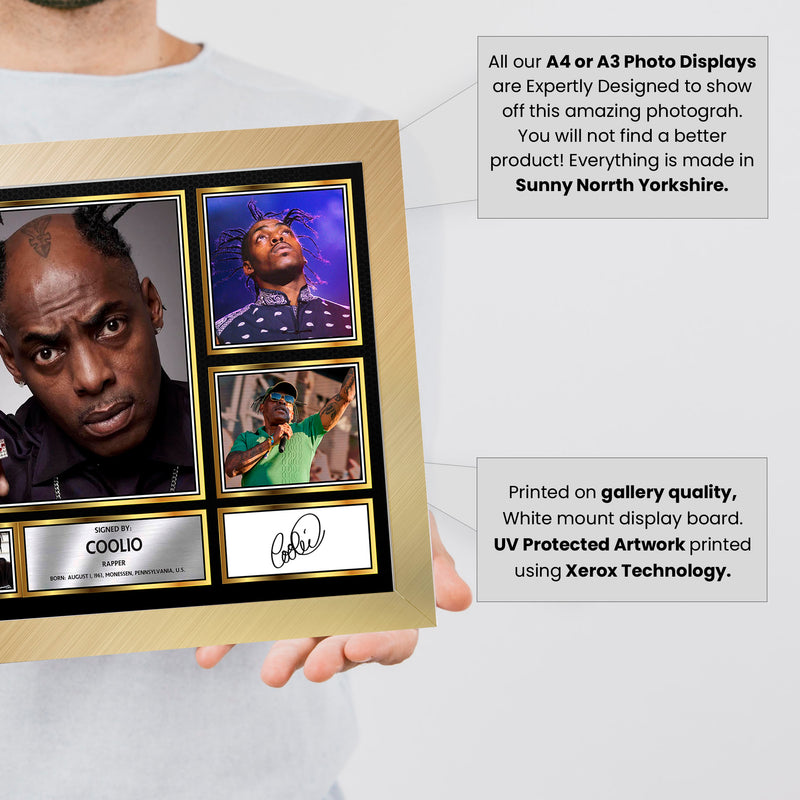 Rappers Coolio Framed Autographed Print - Limited Edition Autograph Fan Gift – Collectible Memorabilia Merchandise