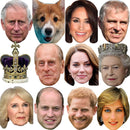 12 x Pack of  KING CHARLES III Mask Royal MEGA PACK Coronation 2023 Royal Fancy Dress Cardboard Celebrity Party Face Mask