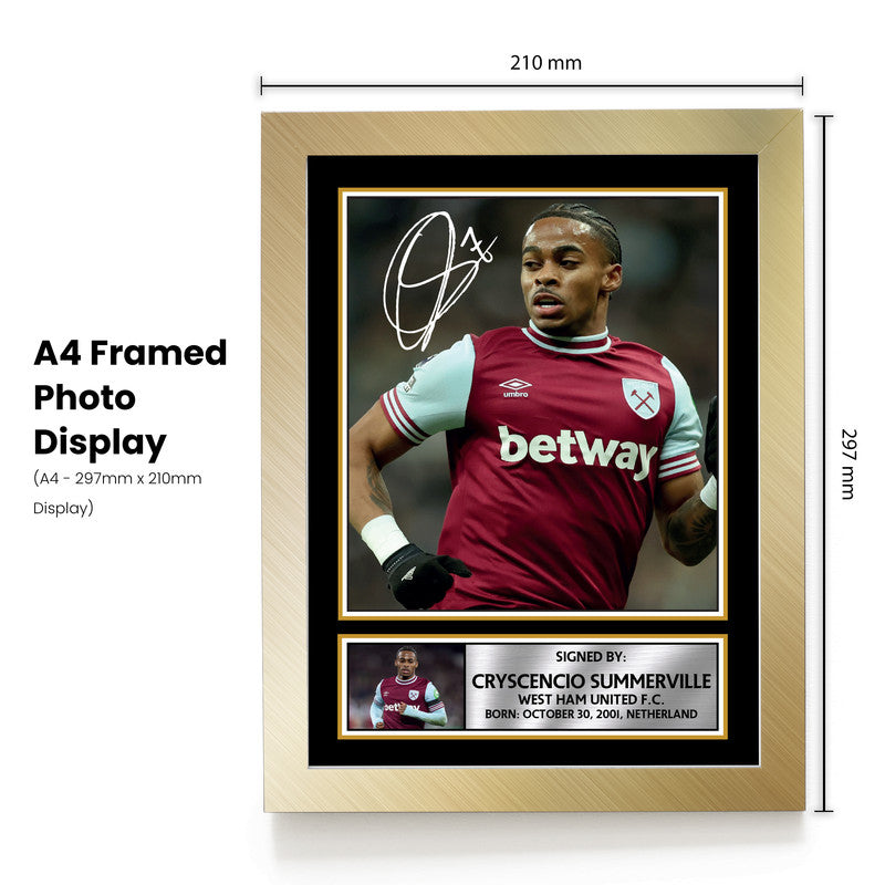 Cryscencio Summerville West Ham United Poster Print – Signed Autograph Style Football Wall Art  – Framed or Unframed – Gift for Fans