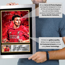 Curtis Jones Signed Autographed Photo Poster – Liverpool F.C. Collectible Print with Signature & Plaque – Premier League Memorabilia for Reds Fans – Tribute to Midfield Maestro