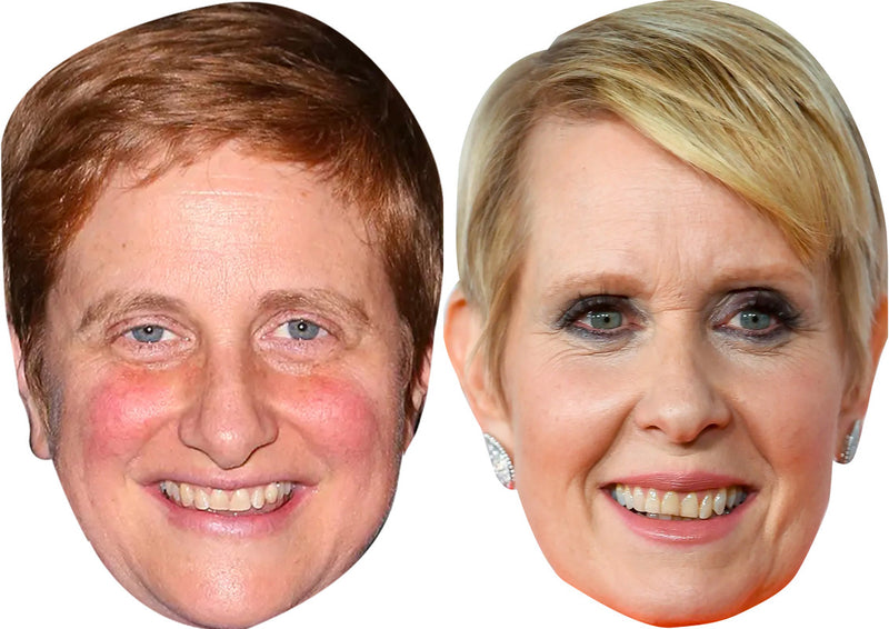 Cynthia Nixon and Christine Marinoni Celebrity Couple Face Mask Fancy Dress - High-Quality Cardboard Masks for Any Occasion