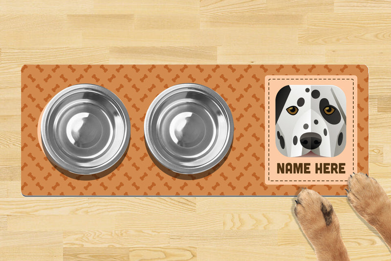 Personalised Dog Breed Dog Bowl Mat (880mm x 300mm)(2 Bowl Design) - DALMATION