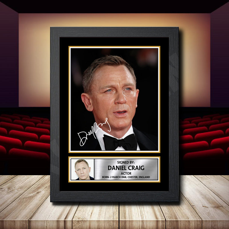 Daniel Craig Printed Signature Movie Star Poster Print Framed Wall Art Gift – Daniel Craig Printed Signature Movie Star Poster Print