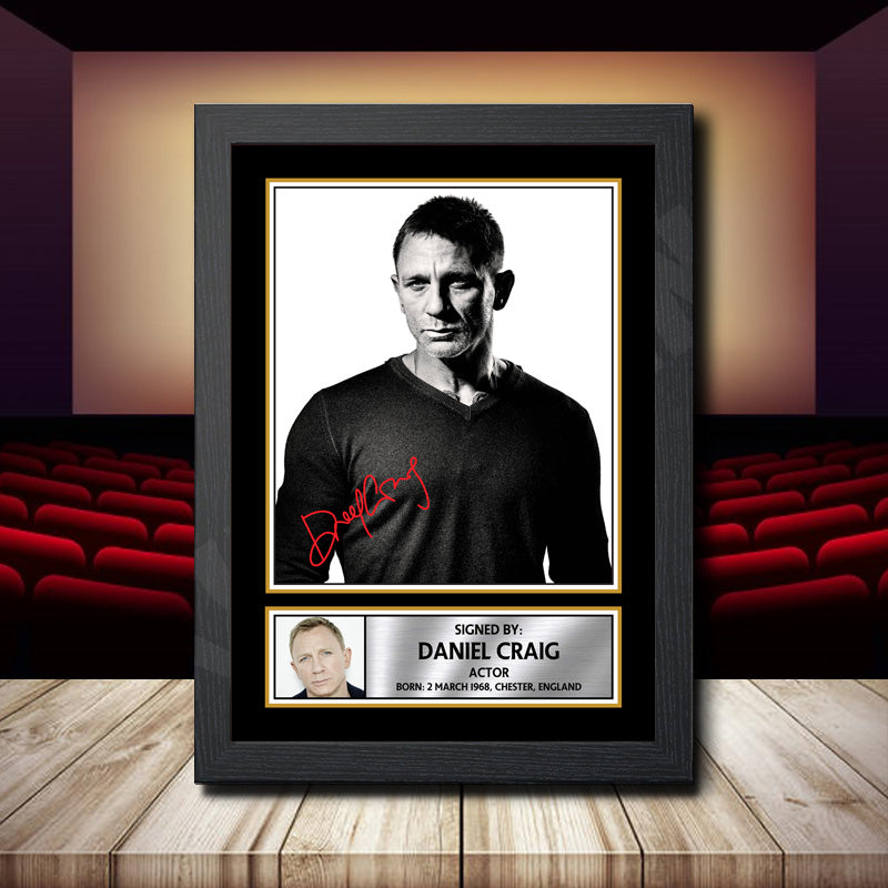 Daniel Craig 2 Printed Signature Movie Star Poster Print Framed Wall Art Gift – Daniel Craig 2 Printed Signature Movie Star Poster Print