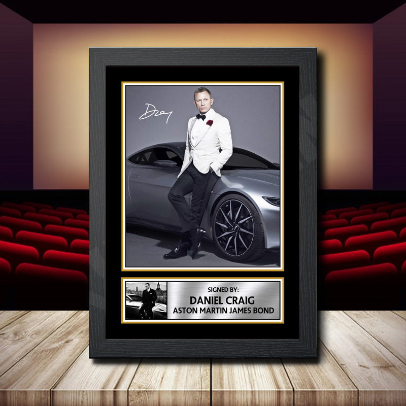 Daniel Craig Aston Martin James Bond 2 Printed Signature Movie Star Poster Print Framed Wall Art Gift – Daniel Craig Aston Martin James Bond 2 Printed Signature Movie Star Poster Print