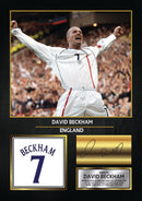 David Beckham England Signed Poster Print – Football Wall Art – Printed Autograph Soccer Memorabilia – England National Team Fan Gift & Sports Bedroom Decor