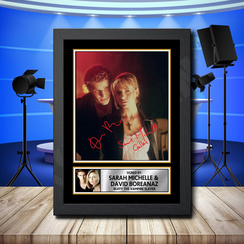 David Boreanaz Sarah Michelle Gellar Buffy Printed Signature Television Star Poster Print Framed Wall Art Gift – David Boreanaz Sarah Michelle Gellar Buffy Printed Signature Television Star