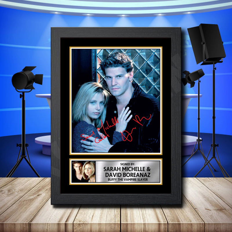 David Boreanaz Sarah Michelle Gellar Buffy 2 Printed Signature Television Star Poster Print Framed Wall Art Gift – David Boreanaz Sarah Michelle Gellar Buffy 2 Printed Signature Television Star