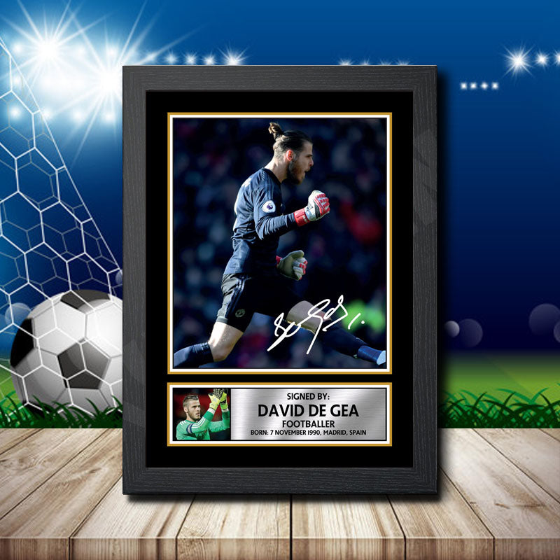 David De Gea 1 Printed Signature Footballers Star Poster Print Framed Wall Art Gift – David De Gea 1 Printed Signature Footballers Star Poster Print
